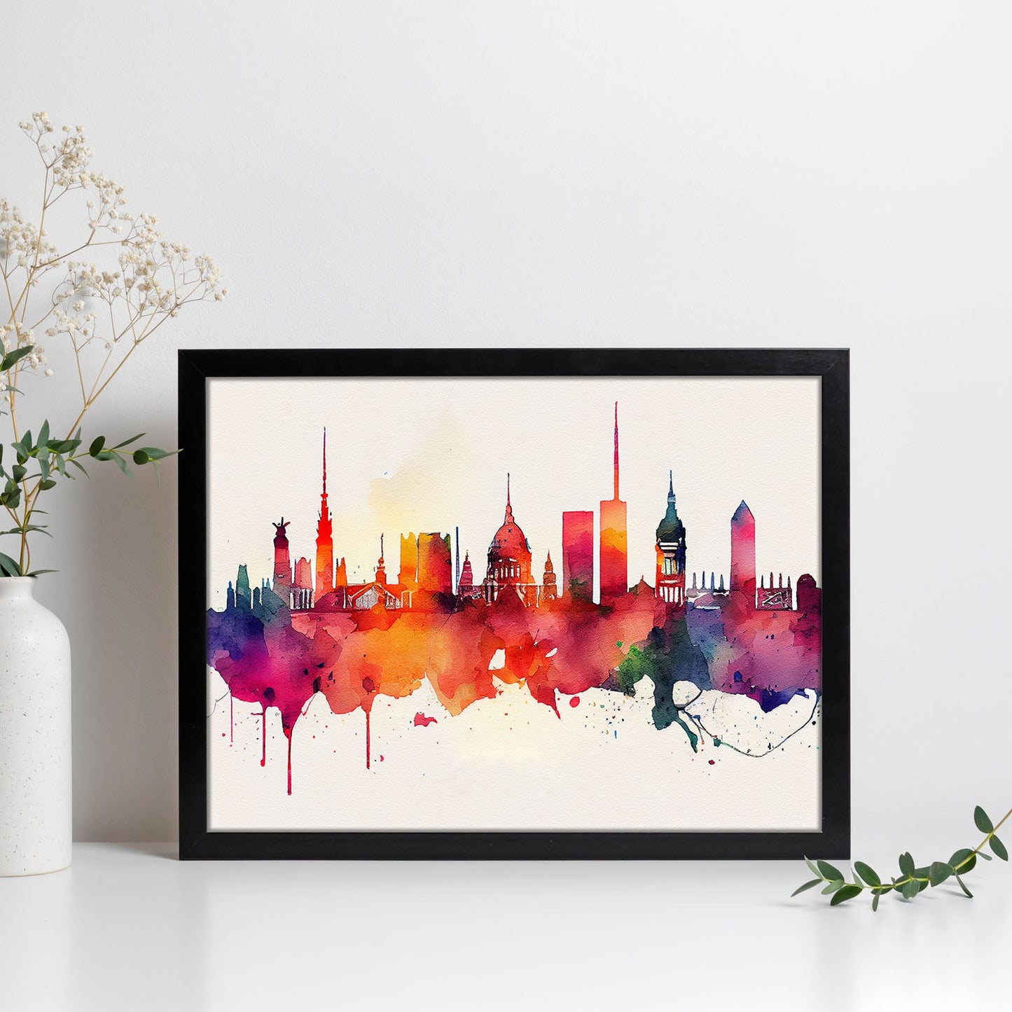 Nacnic watercolor of a skyline of the city of Berlin_3. Aesthetic Wall Art Prints for Bedroom or Living Room Design.-Artwork-Nacnic-A4-Sin Marco-Nacnic Estudio SL