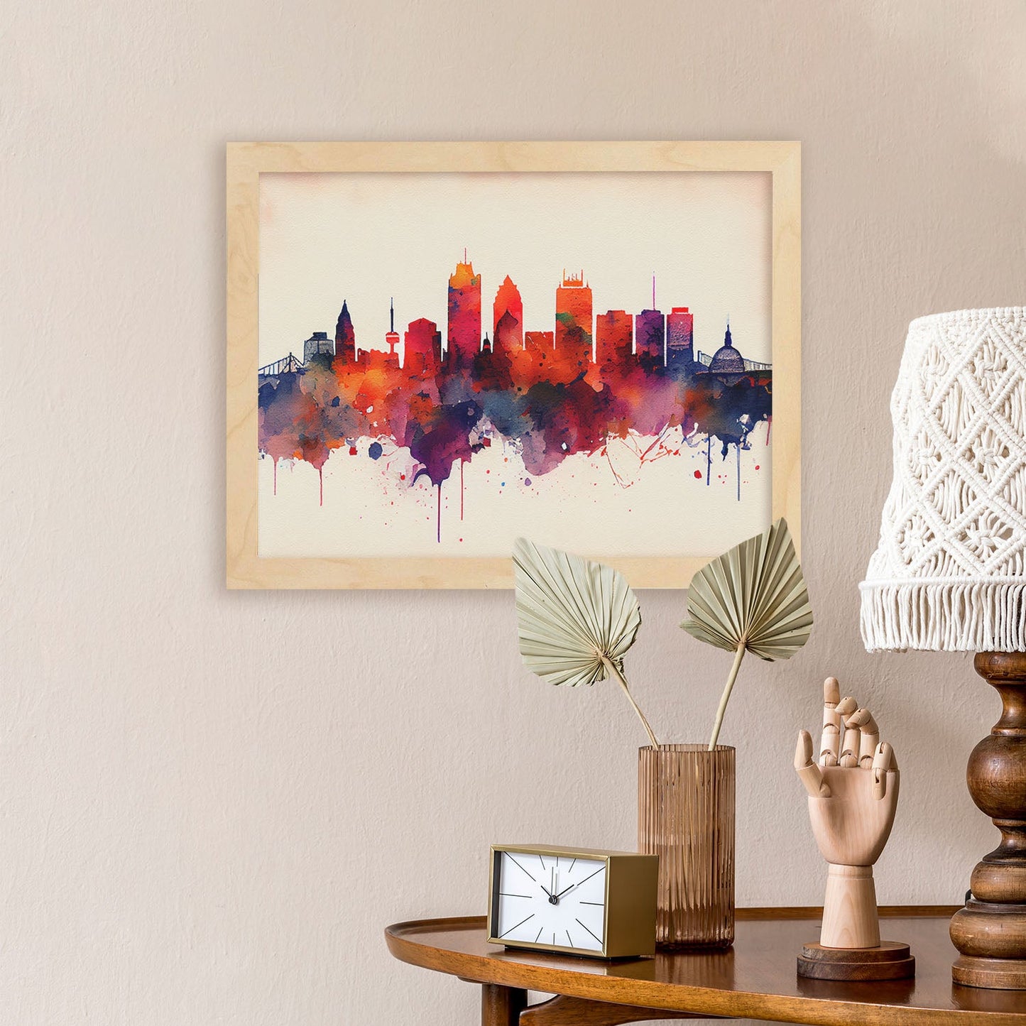 Nacnic watercolor of a skyline of the city of Boston_3. Aesthetic Wall Art Prints for Bedroom or Living Room Design.