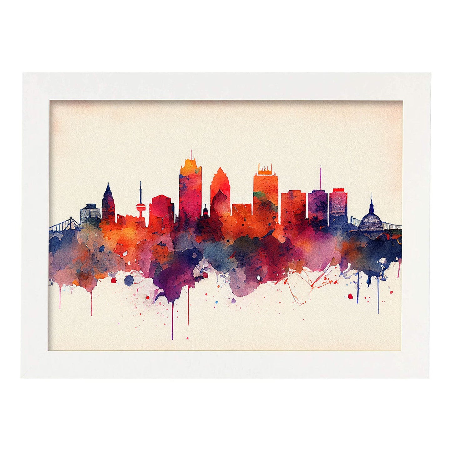 Nacnic watercolor of a skyline of the city of Boston_3. Aesthetic Wall Art Prints for Bedroom or Living Room Design.-Artwork-Nacnic-A4-Marco Blanco-Nacnic Estudio SL