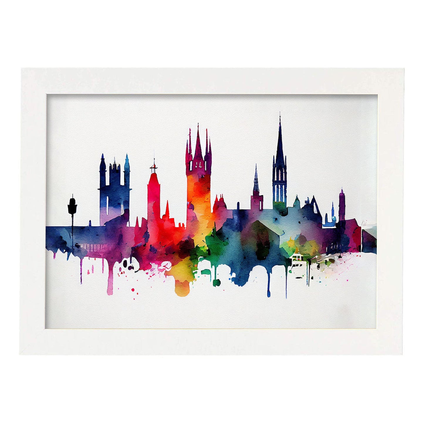 Nacnic watercolor of a skyline of the city of Bruges. Aesthetic Wall Art Prints for Bedroom or Living Room Design.-Artwork-Nacnic-A4-Marco Blanco-Nacnic Estudio SL