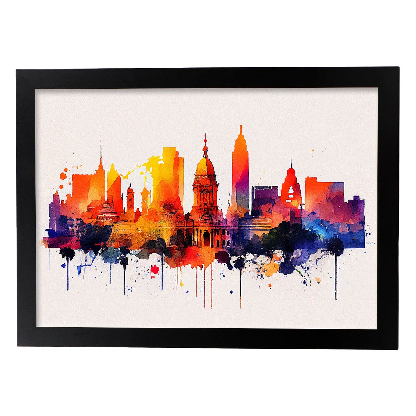 Nacnic watercolor of a skyline of the city of Buenos Aires_2. Aesthetic Wall Art Prints for Bedroom or Living Room Design.