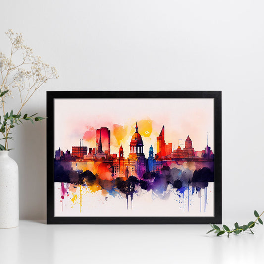 Nacnic watercolor of a skyline of the city of Buenos Aires_3. Aesthetic Wall Art Prints for Bedroom or Living Room Design.-Artwork-Nacnic-A4-Sin Marco-Nacnic Estudio SL