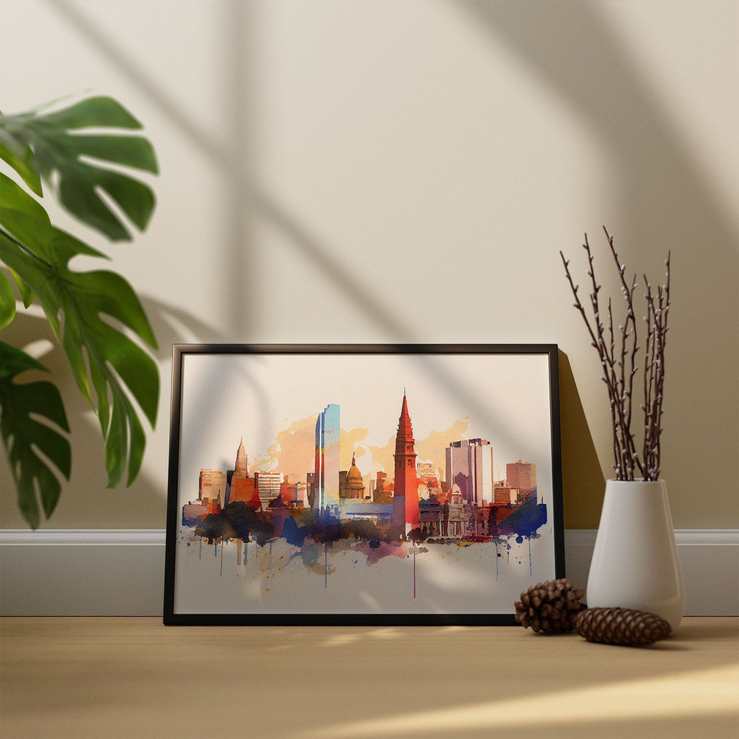 Nacnic watercolor of a skyline of the city of Buenos Aires_4. Aesthetic Wall Art Prints for Bedroom or Living Room Design.-Artwork-Nacnic-A4-Sin Marco-Nacnic Estudio SL