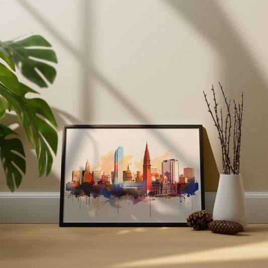 Nacnic watercolor of a skyline of the city of Buenos Aires_4. Aesthetic Wall Art Prints for Bedroom or Living Room Design.-Artwork-Nacnic-A4-Sin Marco-Nacnic Estudio SL
