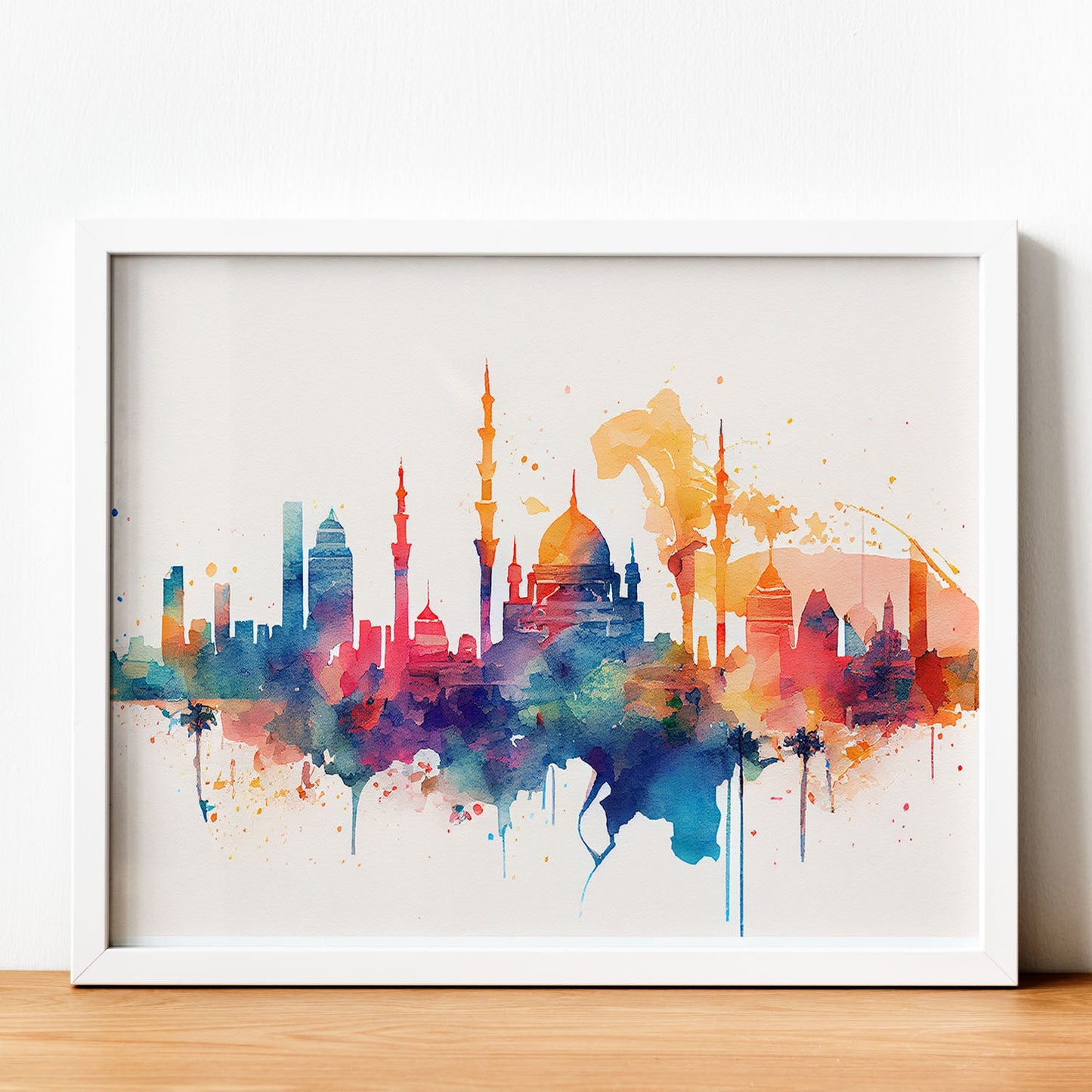 Nacnic watercolor of a skyline of the city of Cairo. Aesthetic Wall Art Prints for Bedroom or Living Room Design.-Artwork-Nacnic-A4-Sin Marco-Nacnic Estudio SL
