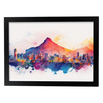 Lámina Acuarela Skyline Ciudad de Cape Town Nacnic