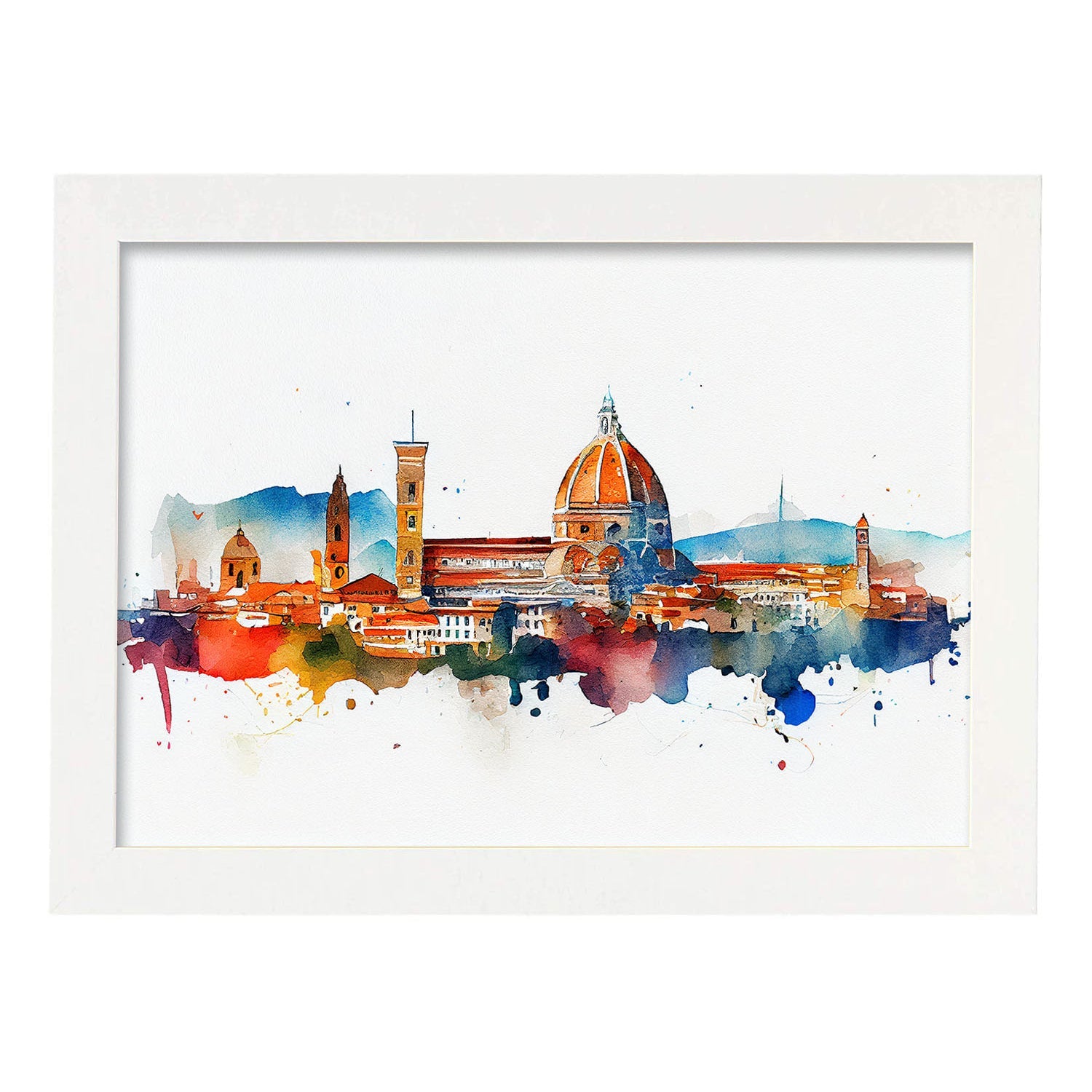 Nacnic watercolor of a skyline of the city of Florence_1. Aesthetic Wall Art Prints for Bedroom or Living Room Design.-Artwork-Nacnic-A4-Marco Blanco-Nacnic Estudio SL