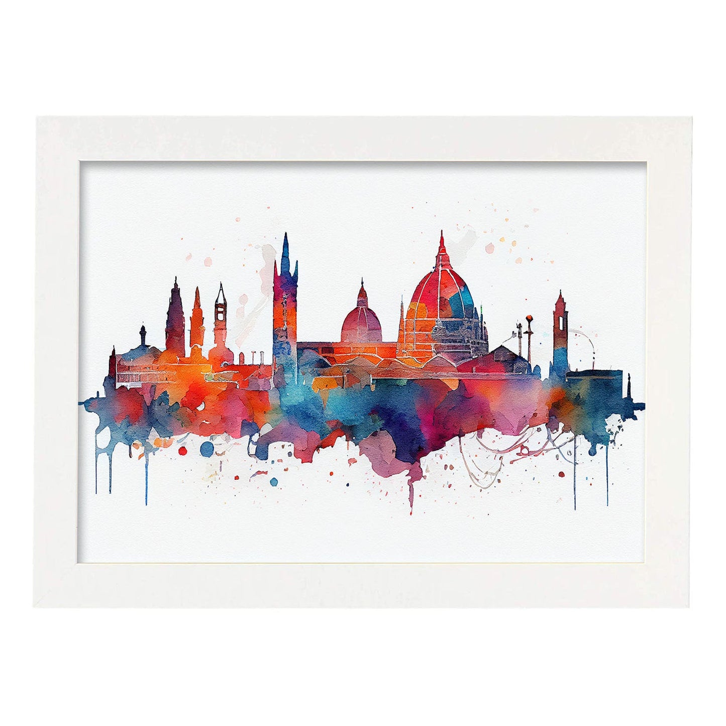 Nacnic watercolor of a skyline of the city of Florence_2. Aesthetic Wall Art Prints for Bedroom or Living Room Design.-Artwork-Nacnic-A4-Marco Blanco-Nacnic Estudio SL