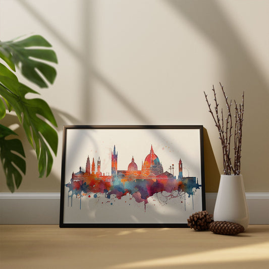Nacnic watercolor of a skyline of the city of Florence_2. Aesthetic Wall Art Prints for Bedroom or Living Room Design.-Artwork-Nacnic-A4-Sin Marco-Nacnic Estudio SL