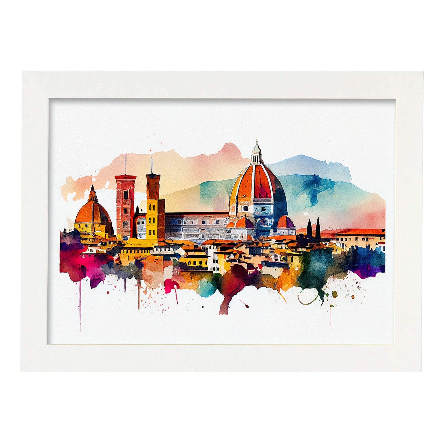 Nacnic watercolor of a skyline of the city of Florence_4. Aesthetic Wall Art Prints for Bedroom or Living Room Design.-Artwork-Nacnic-A4-Marco Blanco-Nacnic Estudio SL