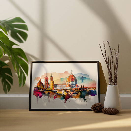 Nacnic watercolor of a skyline of the city of Florence_4. Aesthetic Wall Art Prints for Bedroom or Living Room Design.-Artwork-Nacnic-A4-Sin Marco-Nacnic Estudio SL