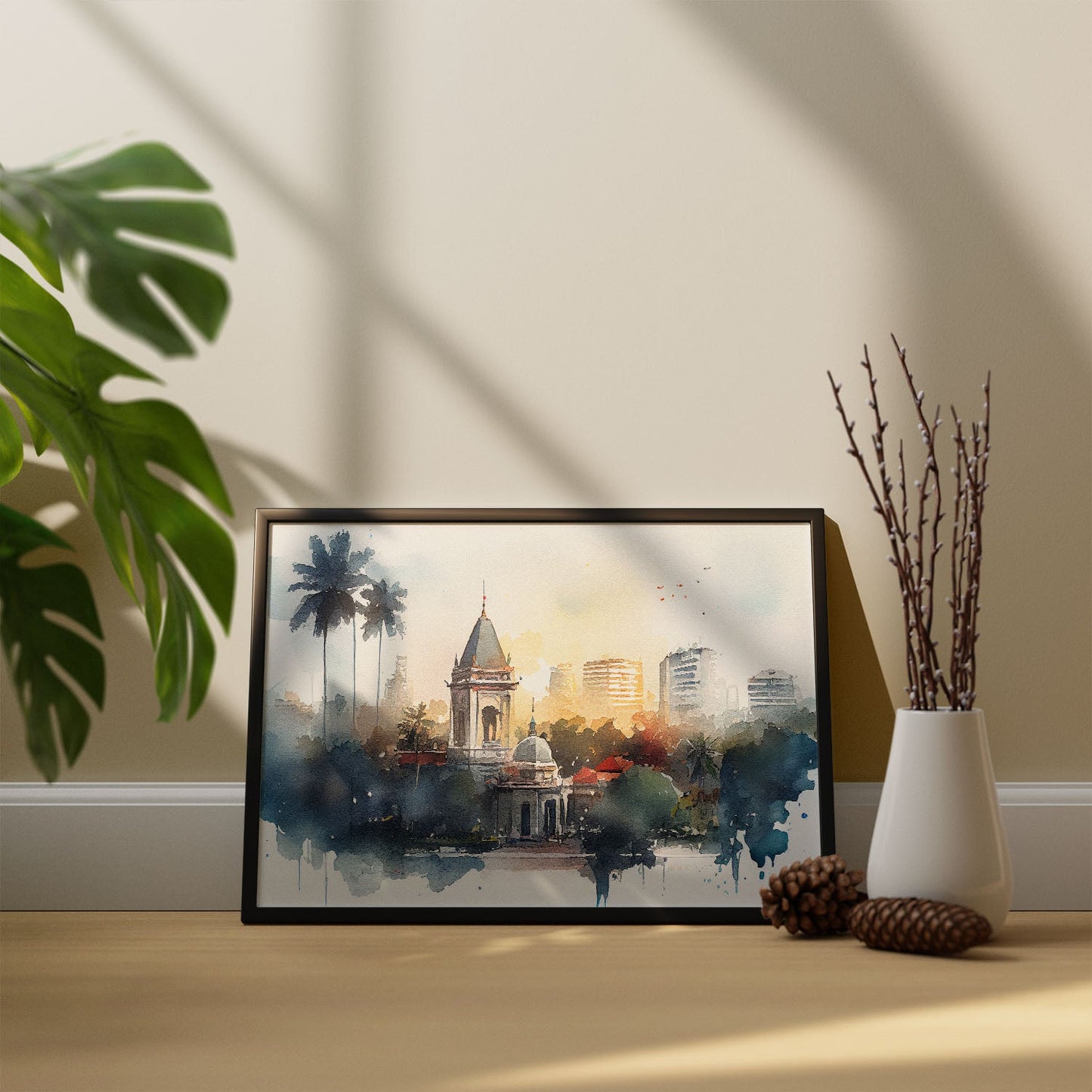 Nacnic watercolor of a skyline of the city of Hanoi_2. Aesthetic Wall Art Prints for Bedroom or Living Room Design.-Artwork-Nacnic-A4-Sin Marco-Nacnic Estudio SL