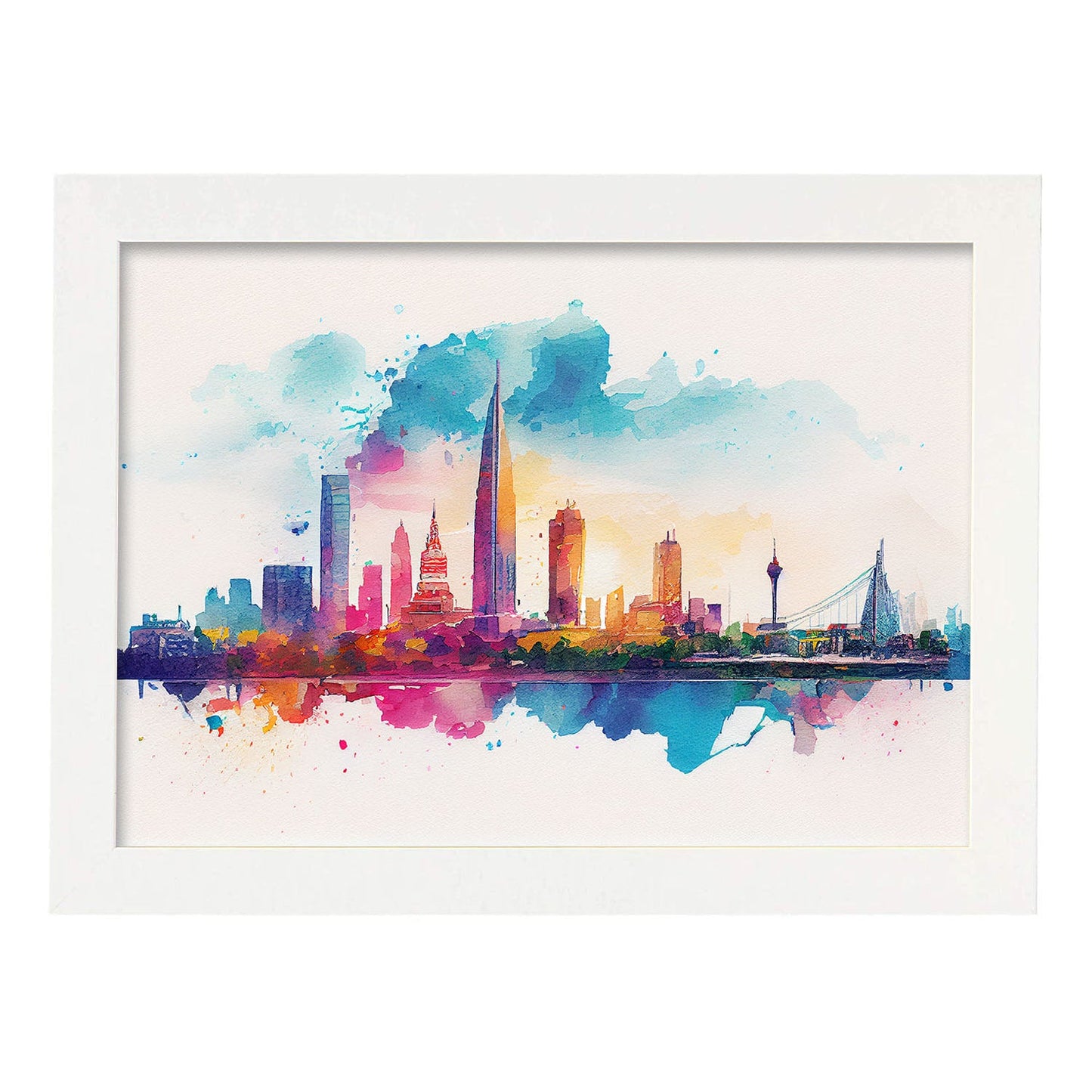 Nacnic watercolor of a skyline of the city of Ho Chi Minh City. Aesthetic Wall Art Prints for Bedroom or Living Room Design.-Artwork-Nacnic-A4-Marco Blanco-Nacnic Estudio SL