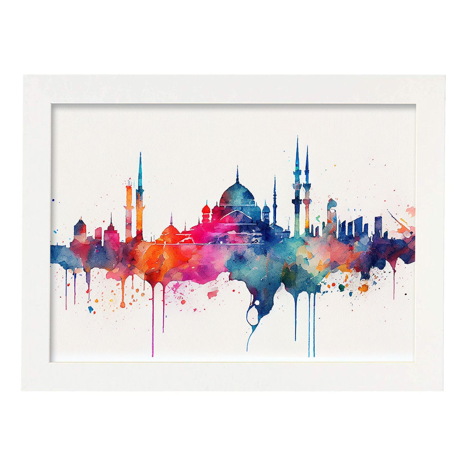 Nacnic watercolor of a skyline of the city of Istanbul_2. Aesthetic Wall Art Prints for Bedroom or Living Room Design.-Artwork-Nacnic-A4-Marco Blanco-Nacnic Estudio SL