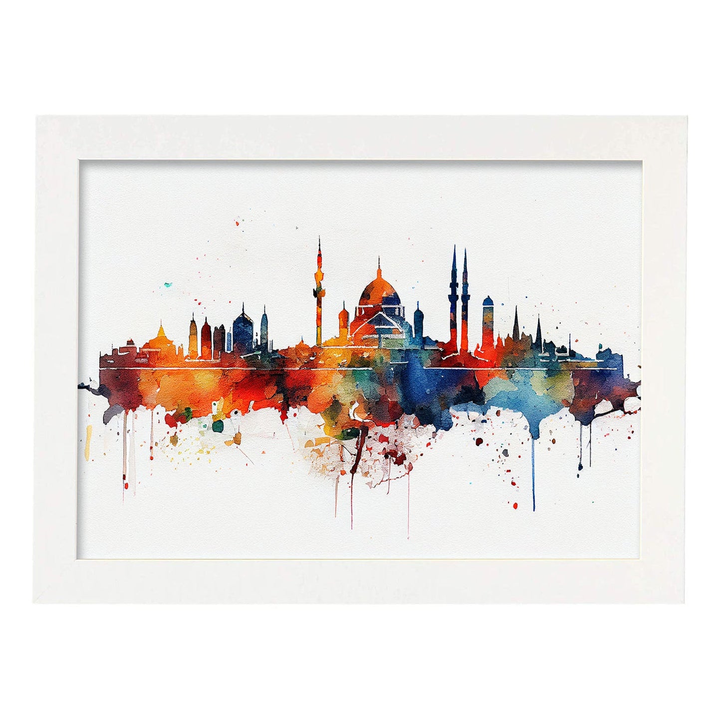 Nacnic watercolor of a skyline of the city of Istanbul_3. Aesthetic Wall Art Prints for Bedroom or Living Room Design.-Artwork-Nacnic-A4-Marco Blanco-Nacnic Estudio SL