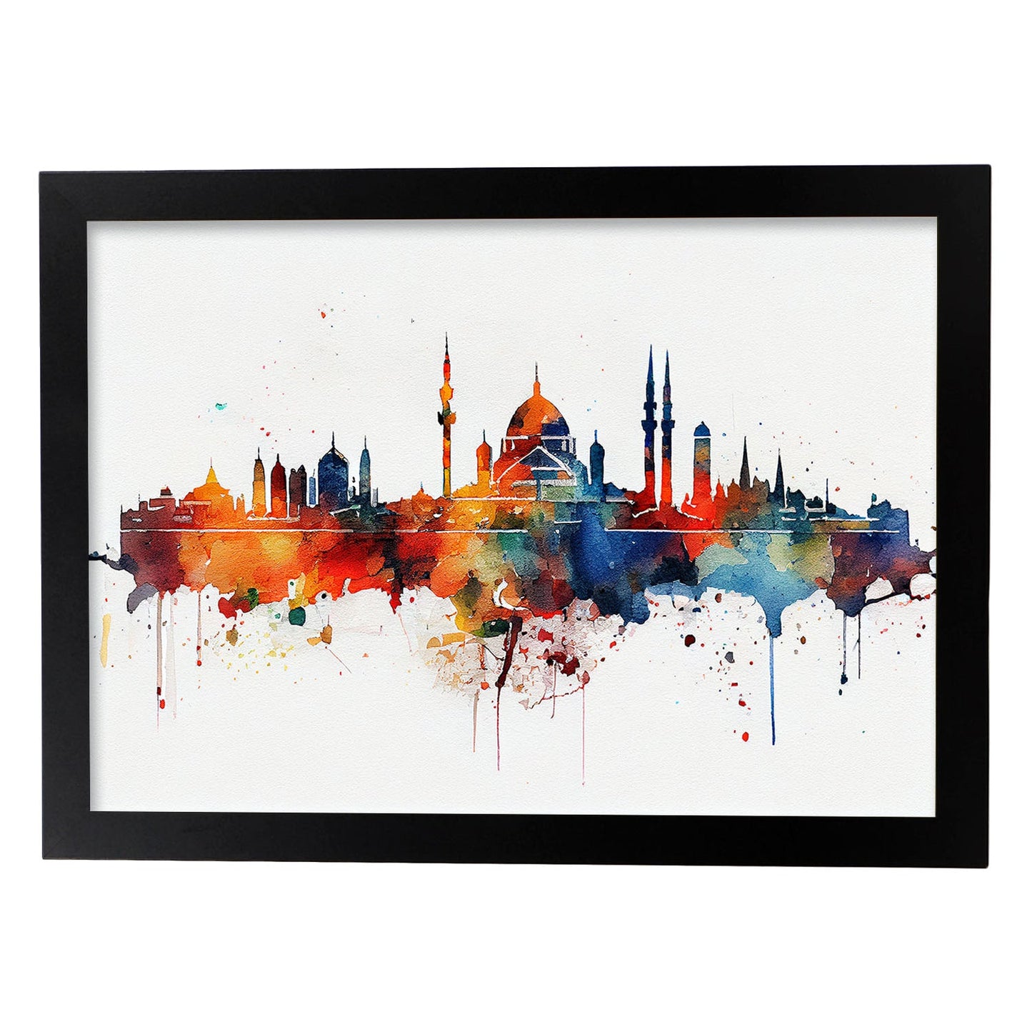 Nacnic watercolor of a skyline of the city of Istanbul_3. Aesthetic Wall Art Prints for Bedroom or Living Room Design.