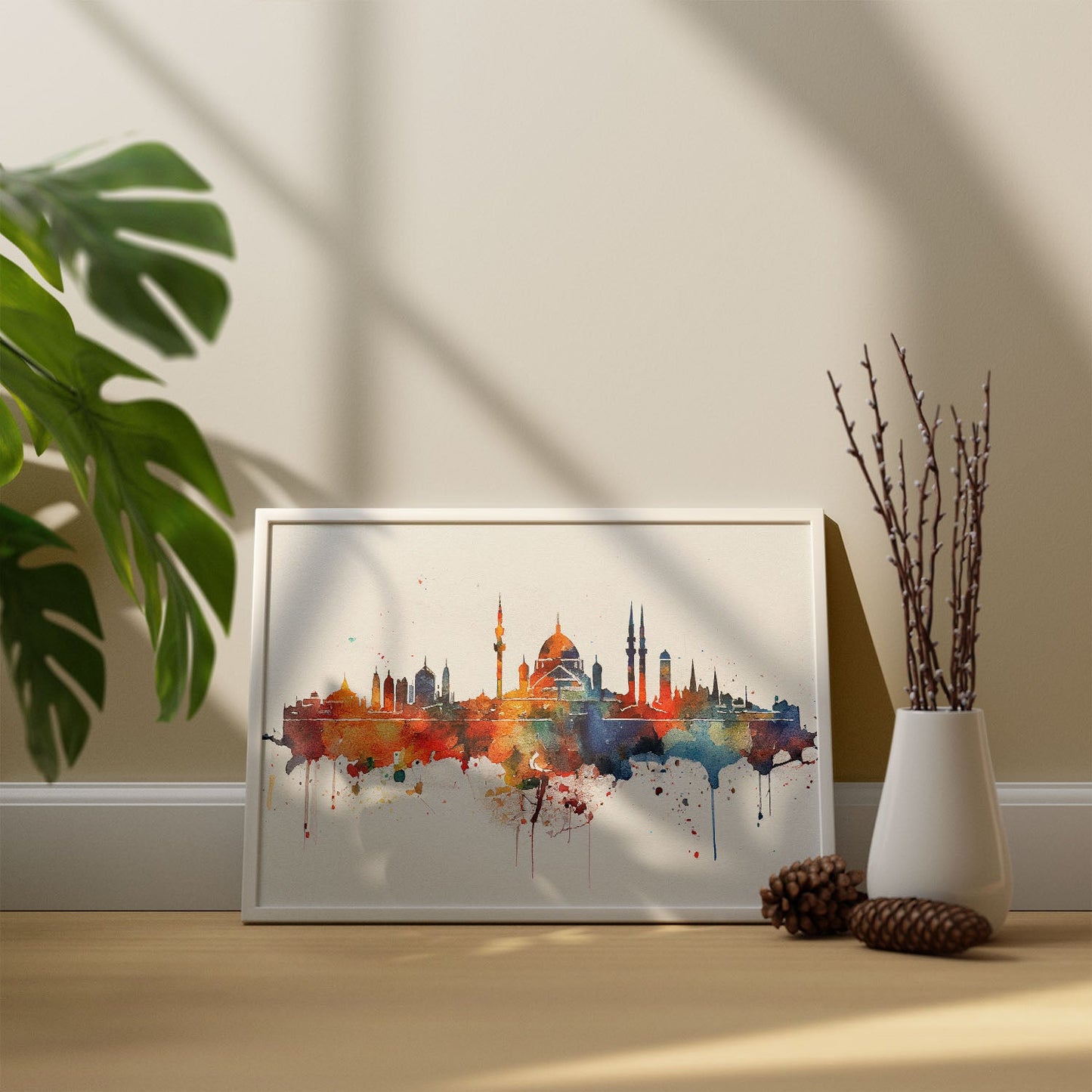 Nacnic watercolor of a skyline of the city of Istanbul_3. Aesthetic Wall Art Prints for Bedroom or Living Room Design.-Artwork-Nacnic-A4-Sin Marco-Nacnic Estudio SL