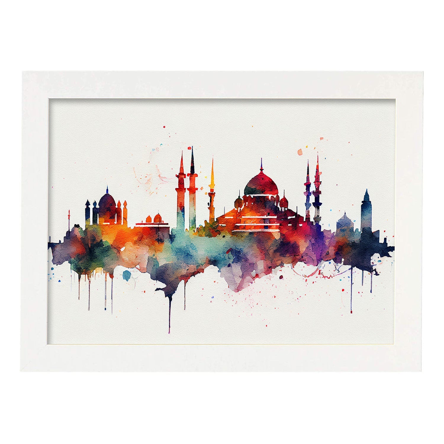 Nacnic watercolor of a skyline of the city of Istanbul_4. Aesthetic Wall Art Prints for Bedroom or Living Room Design.-Artwork-Nacnic-A4-Marco Blanco-Nacnic Estudio SL