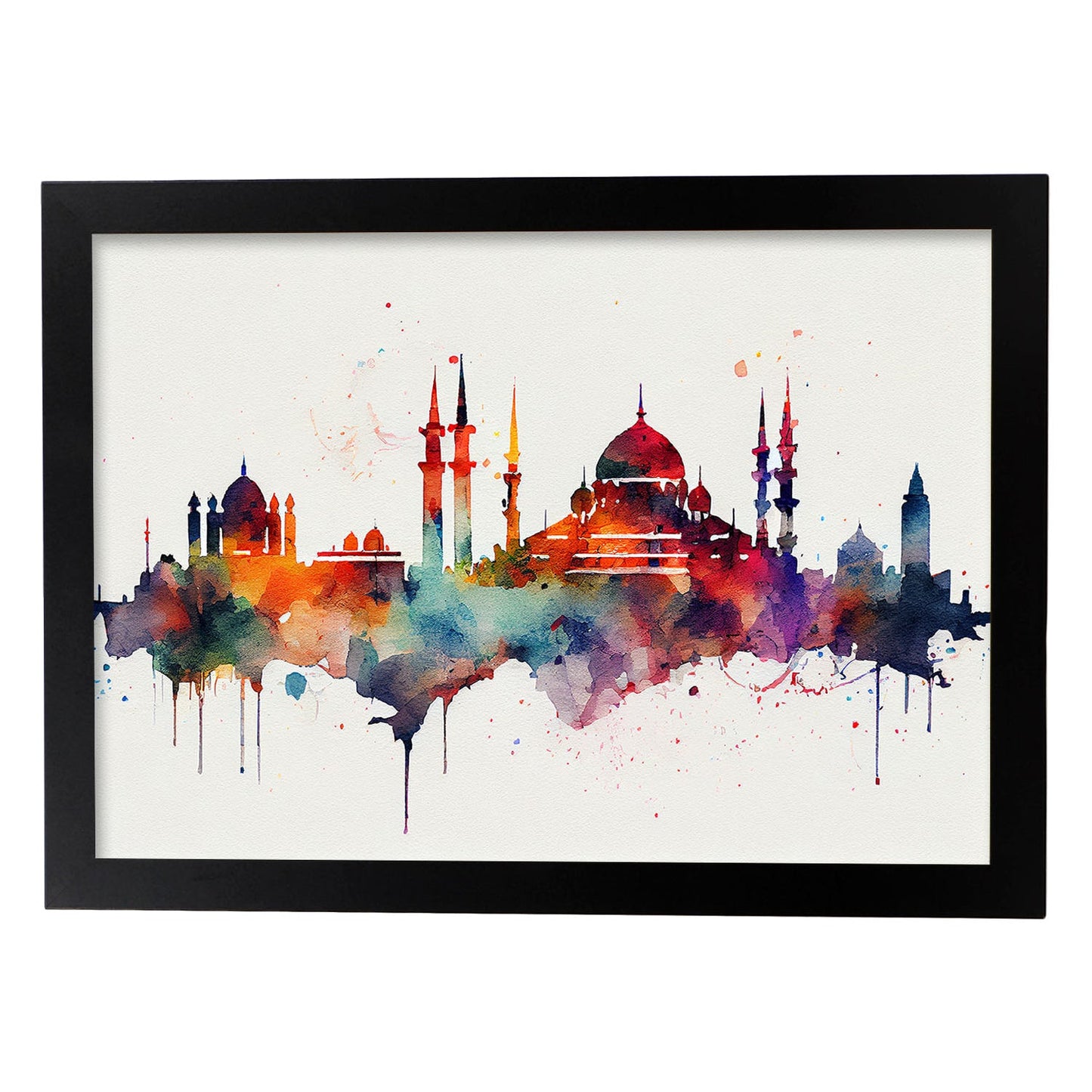 Nacnic watercolor of a skyline of the city of Istanbul_4. Aesthetic Wall Art Prints for Bedroom or Living Room Design.
