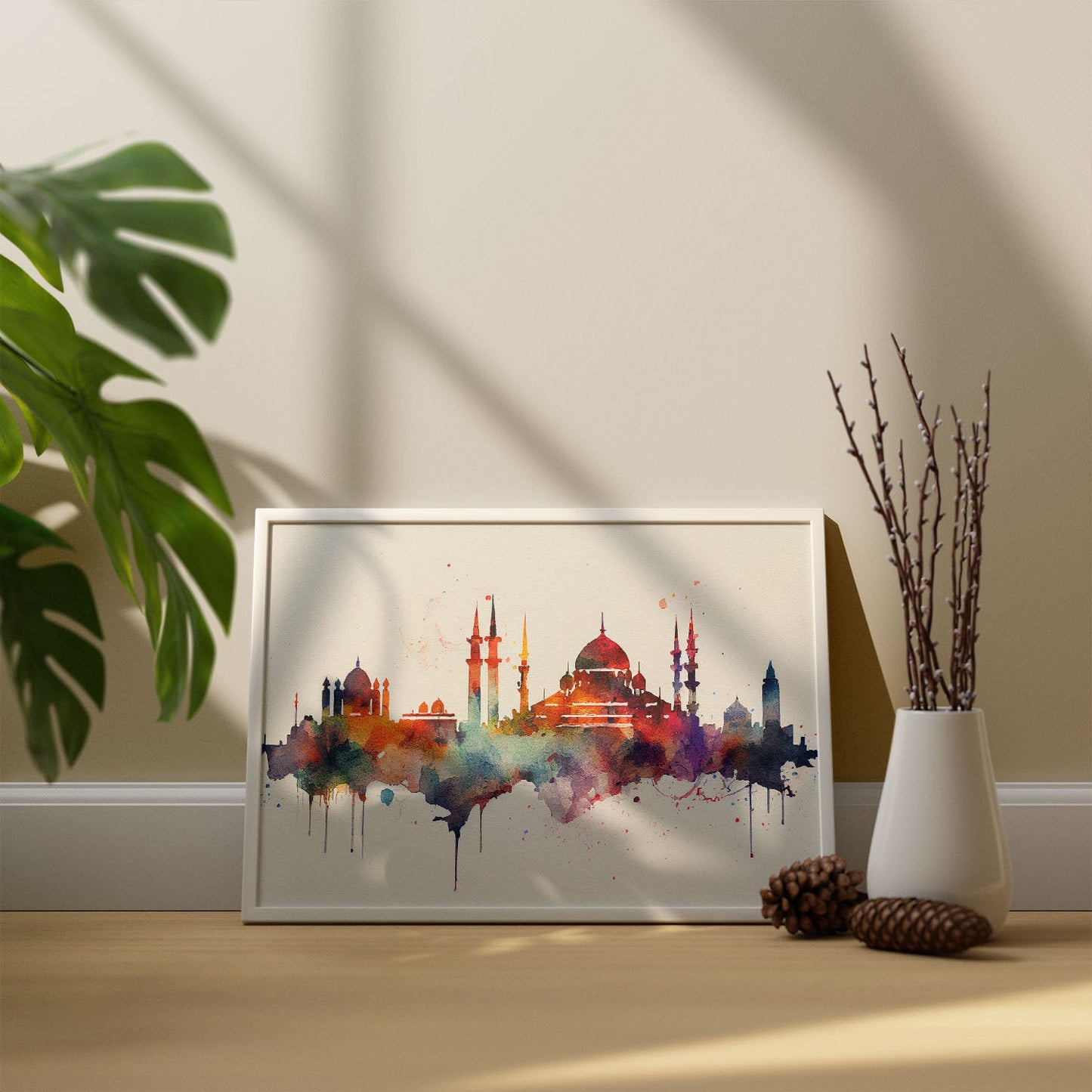 Nacnic watercolor of a skyline of the city of Istanbul_4. Aesthetic Wall Art Prints for Bedroom or Living Room Design.-Artwork-Nacnic-A4-Sin Marco-Nacnic Estudio SL