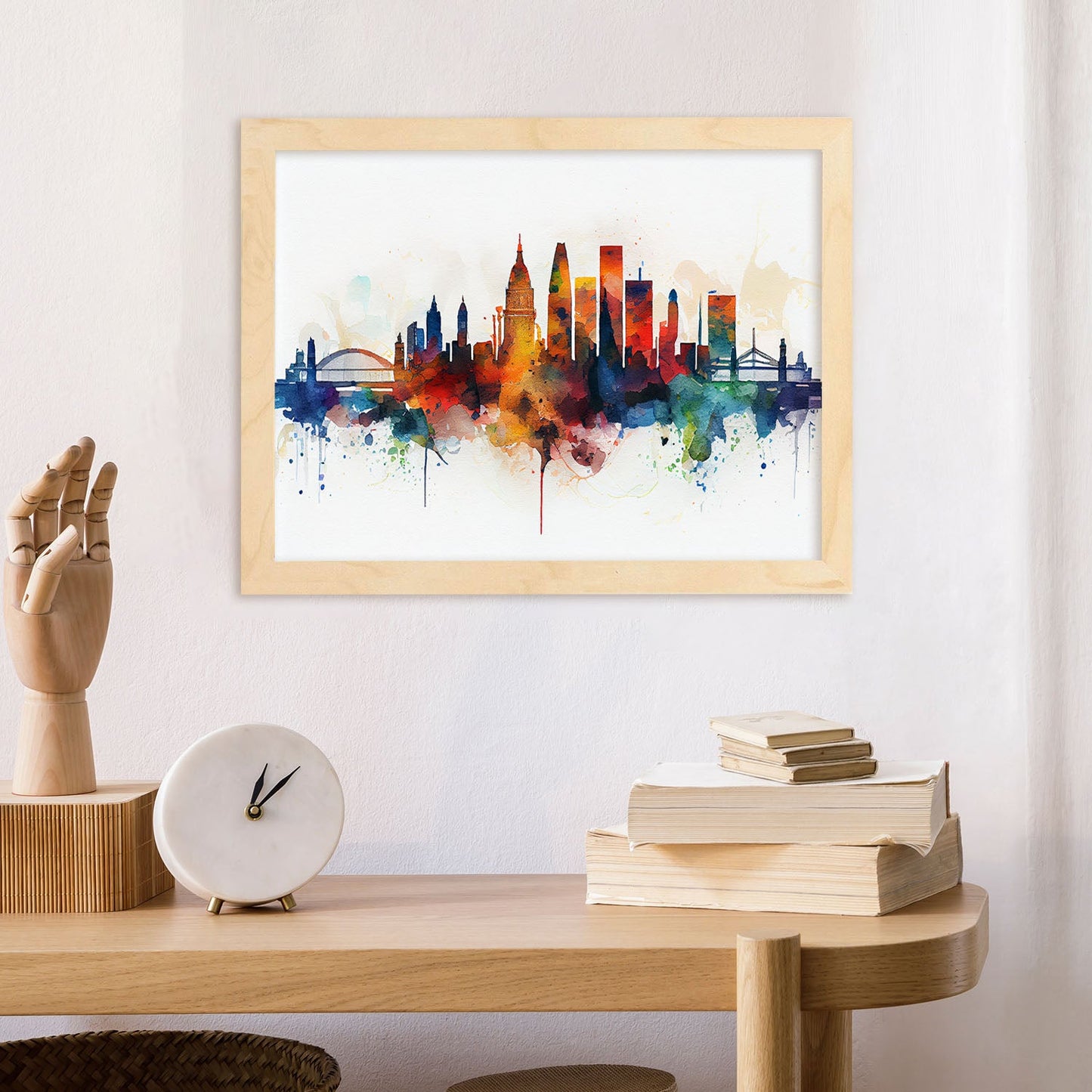 Nacnic watercolor of a skyline of the city of London_1. Aesthetic Wall Art Prints for Bedroom or Living Room Design.