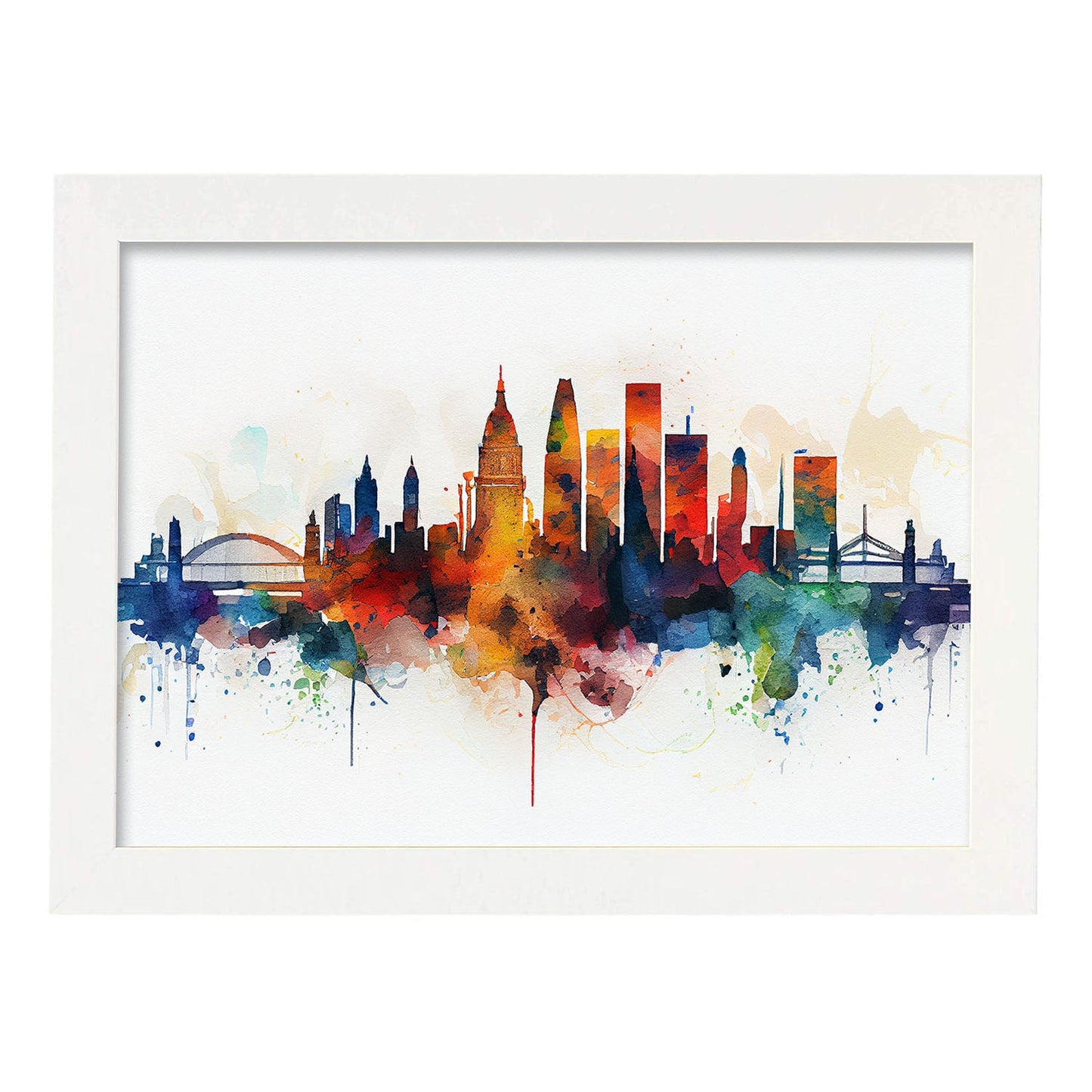 Nacnic watercolor of a skyline of the city of London_1. Aesthetic Wall Art Prints for Bedroom or Living Room Design.-Artwork-Nacnic-A4-Marco Blanco-Nacnic Estudio SL