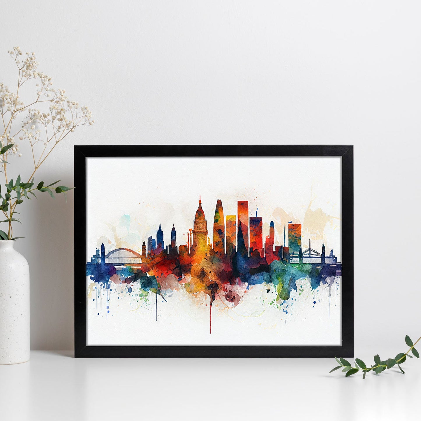 Nacnic watercolor of a skyline of the city of London_1. Aesthetic Wall Art Prints for Bedroom or Living Room Design.-Artwork-Nacnic-A4-Sin Marco-Nacnic Estudio SL