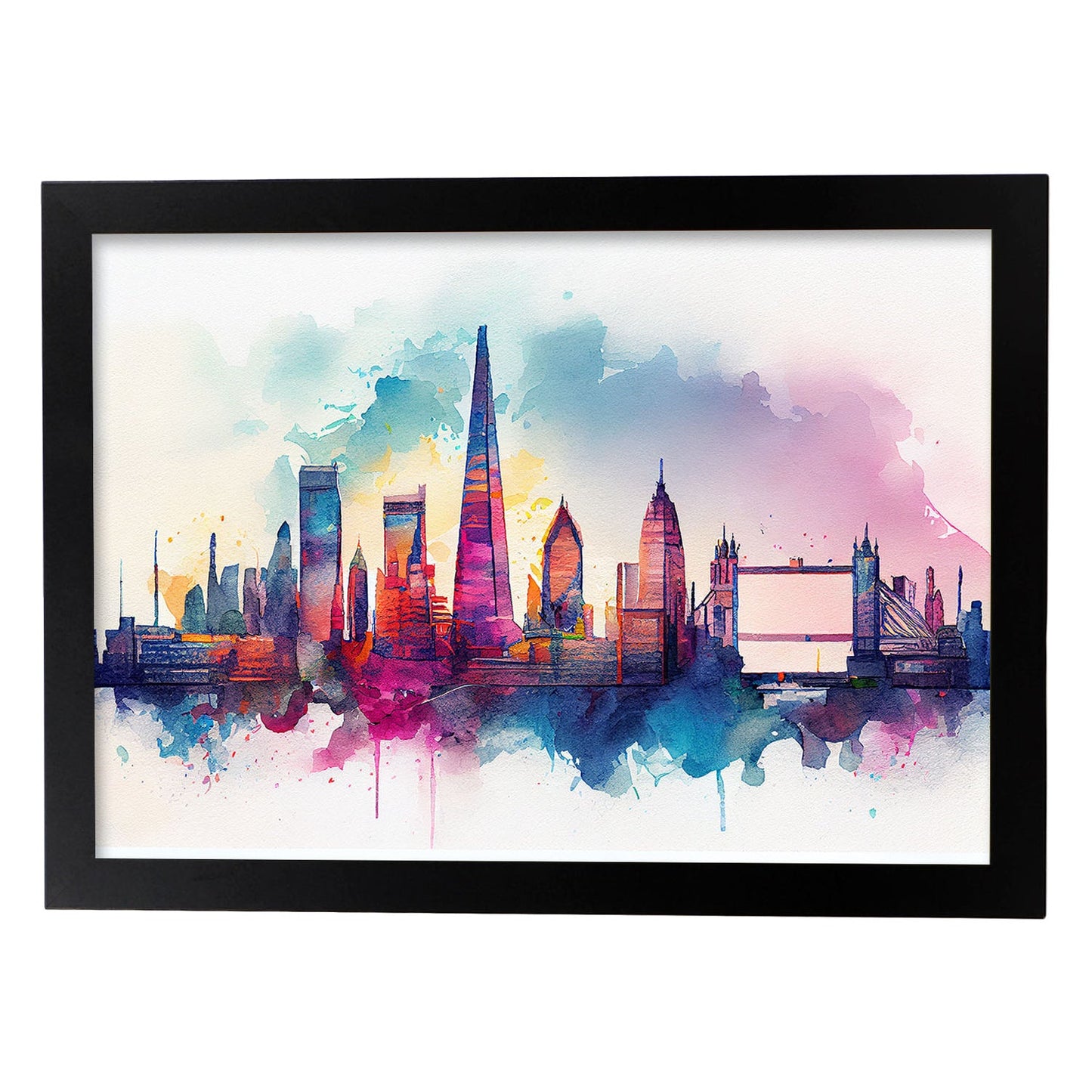 Nacnic watercolor of a skyline of the city of London_2. Aesthetic Wall Art Prints for Bedroom or Living Room Design.