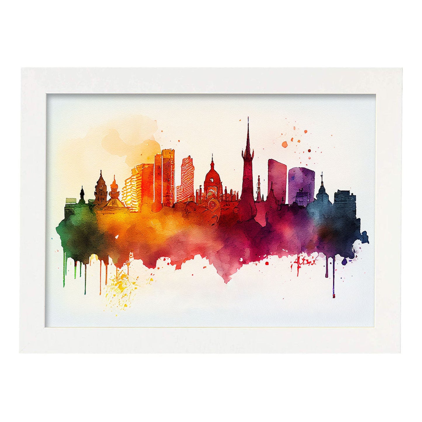 Nacnic watercolor of a skyline of the city of Madrid_2. Aesthetic Wall Art Prints for Bedroom or Living Room Design.-Artwork-Nacnic-A4-Marco Blanco-Nacnic Estudio SL