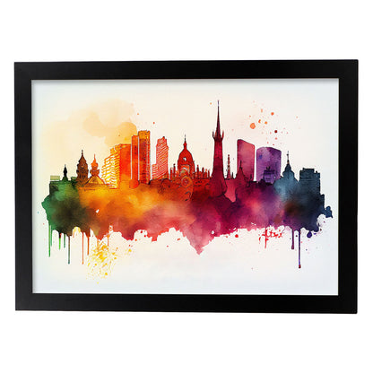 Lámina Acuarela del Skyline de Madrid Nacnic