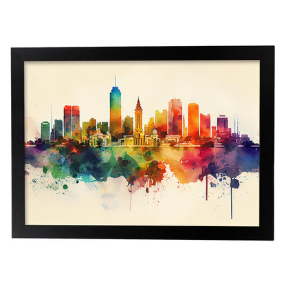 Lámina Acuarela del Skyline de Manila Nacnic