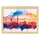 Nacnic watercolor of a skyline of the city of Marrakech. Aesthetic Wall Art Prints for Bedroom or Living Room Design.-Artwork-Nacnic-A4-Marco Madera Clara-Nacnic Estudio SL