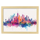 Nacnic watercolor of a skyline of the city of Melbourne. Aesthetic Wall Art Prints for Bedroom or Living Room Design.-Artwork-Nacnic-A4-Marco Madera Clara-Nacnic Estudio SL