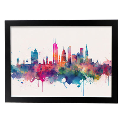 Lámina Acuarela Skyline Ciudad de México Nacnic