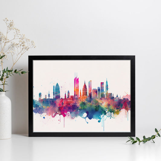 Nacnic watercolor of a skyline of the city of Mexico City. Aesthetic Wall Art Prints for Bedroom or Living Room Design.-Artwork-Nacnic-A4-Sin Marco-Nacnic Estudio SL