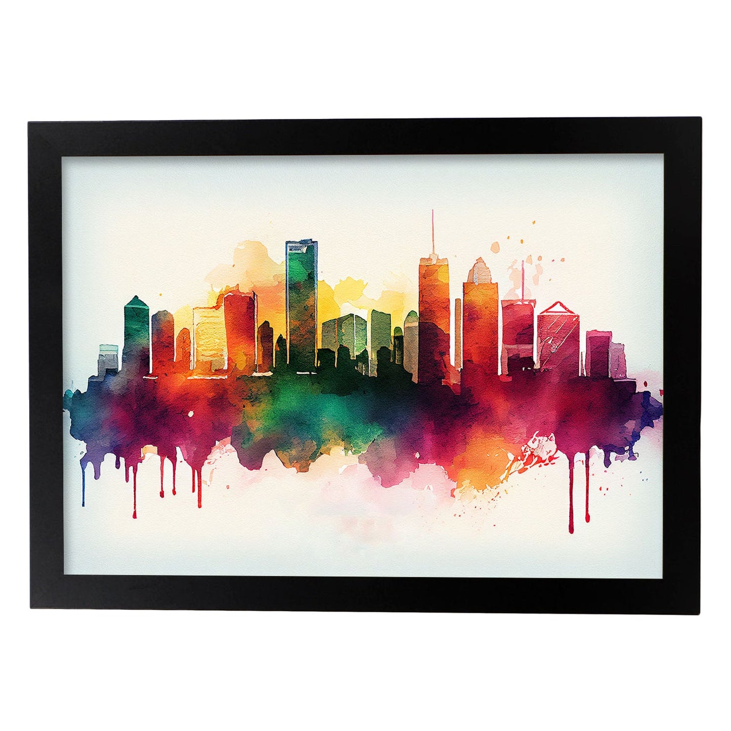Nacnic watercolor of a skyline of the city of Miami_2. Aesthetic Wall Art Prints for Bedroom or Living Room Design.