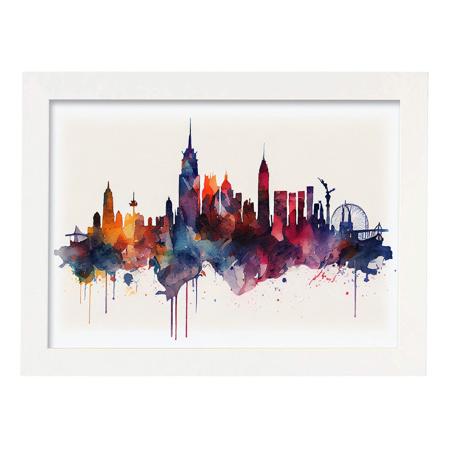 Nacnic watercolor of a skyline of the city of New York_1. Aesthetic Wall Art Prints for Bedroom or Living Room Design.-Artwork-Nacnic-A4-Marco Blanco-Nacnic Estudio SL