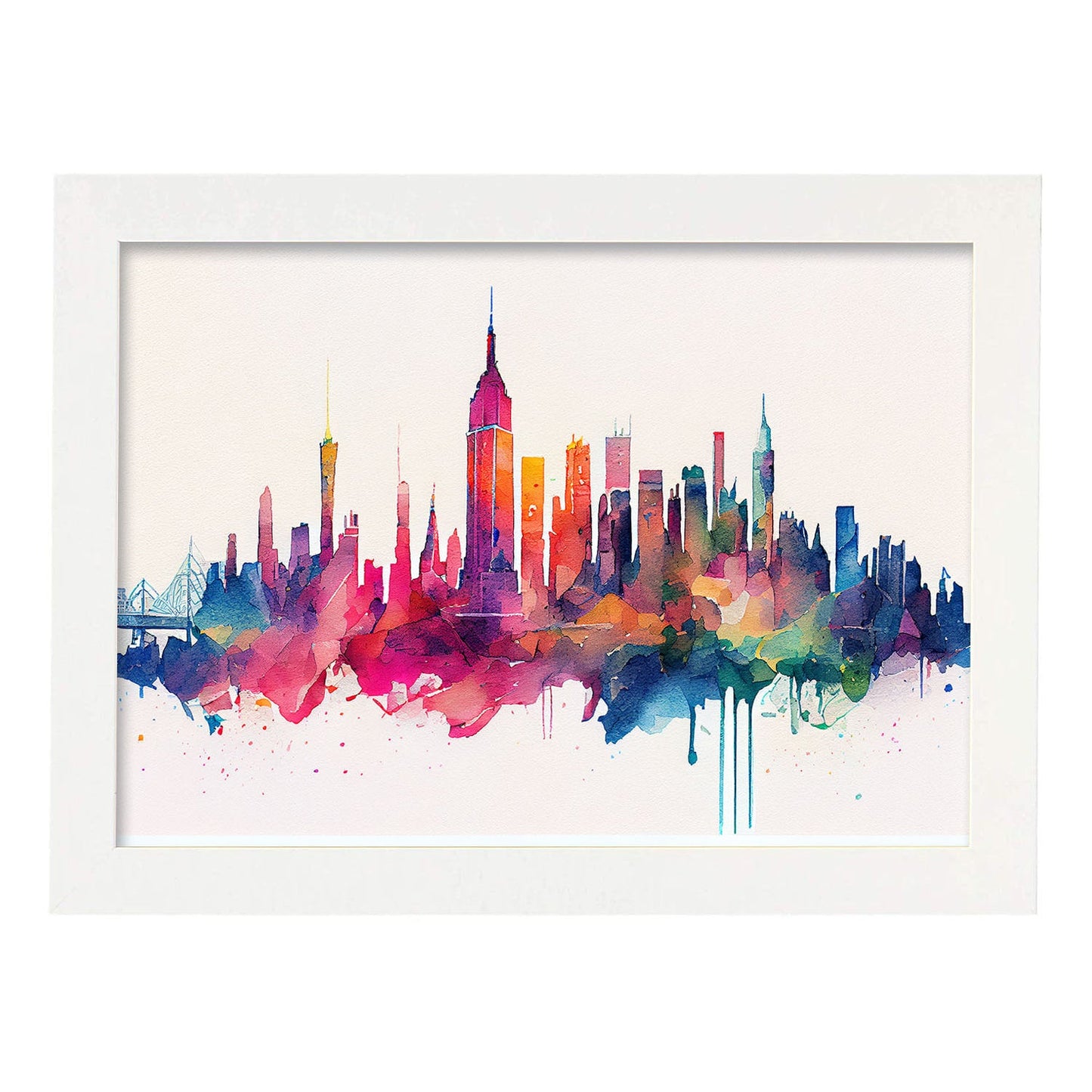 Nacnic watercolor of a skyline of the city of New York_2. Aesthetic Wall Art Prints for Bedroom or Living Room Design.-Artwork-Nacnic-A4-Marco Blanco-Nacnic Estudio SL
