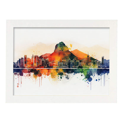 Nacnic watercolor of a skyline of the city of Rio de Janeiro_3. Aesthetic Wall Art Prints for Bedroom or Living Room Design.-Artwork-Nacnic-A4-Marco Blanco-Nacnic Estudio SL