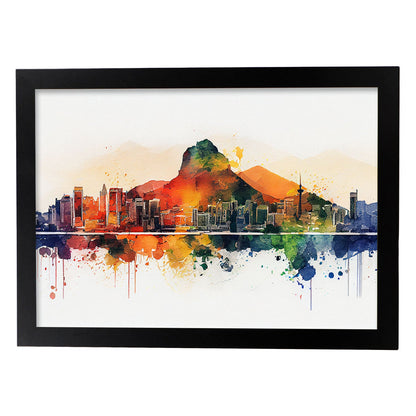 Lámina Acuarela Skyline de Rio de Janeiro Nacnic