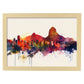 Nacnic watercolor of a skyline of the city of Rio de Janeiro_4. Aesthetic Wall Art Prints for Bedroom or Living Room Design.-Artwork-Nacnic-A4-Marco Madera Clara-Nacnic Estudio SL