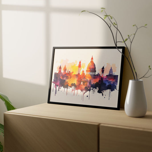 Nacnic watercolor of a skyline of the city of Rome_3. Aesthetic Wall Art Prints for Bedroom or Living Room Design.-Artwork-Nacnic-A4-Sin Marco-Nacnic Estudio SL