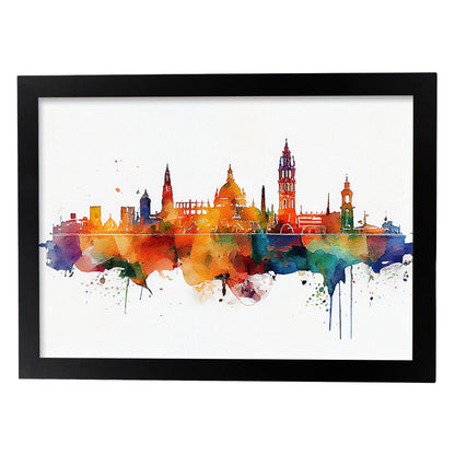Lamina Acuarela Skyline de Sevilla Nacnic