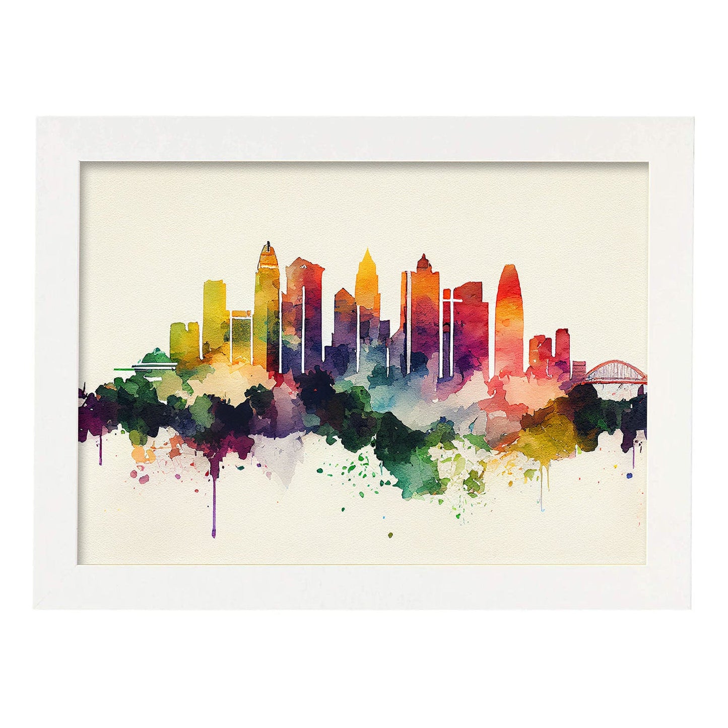 Nacnic watercolor of a skyline of the city of Singapore_4. Aesthetic Wall Art Prints for Bedroom or Living Room Design.-Artwork-Nacnic-A4-Marco Blanco-Nacnic Estudio SL