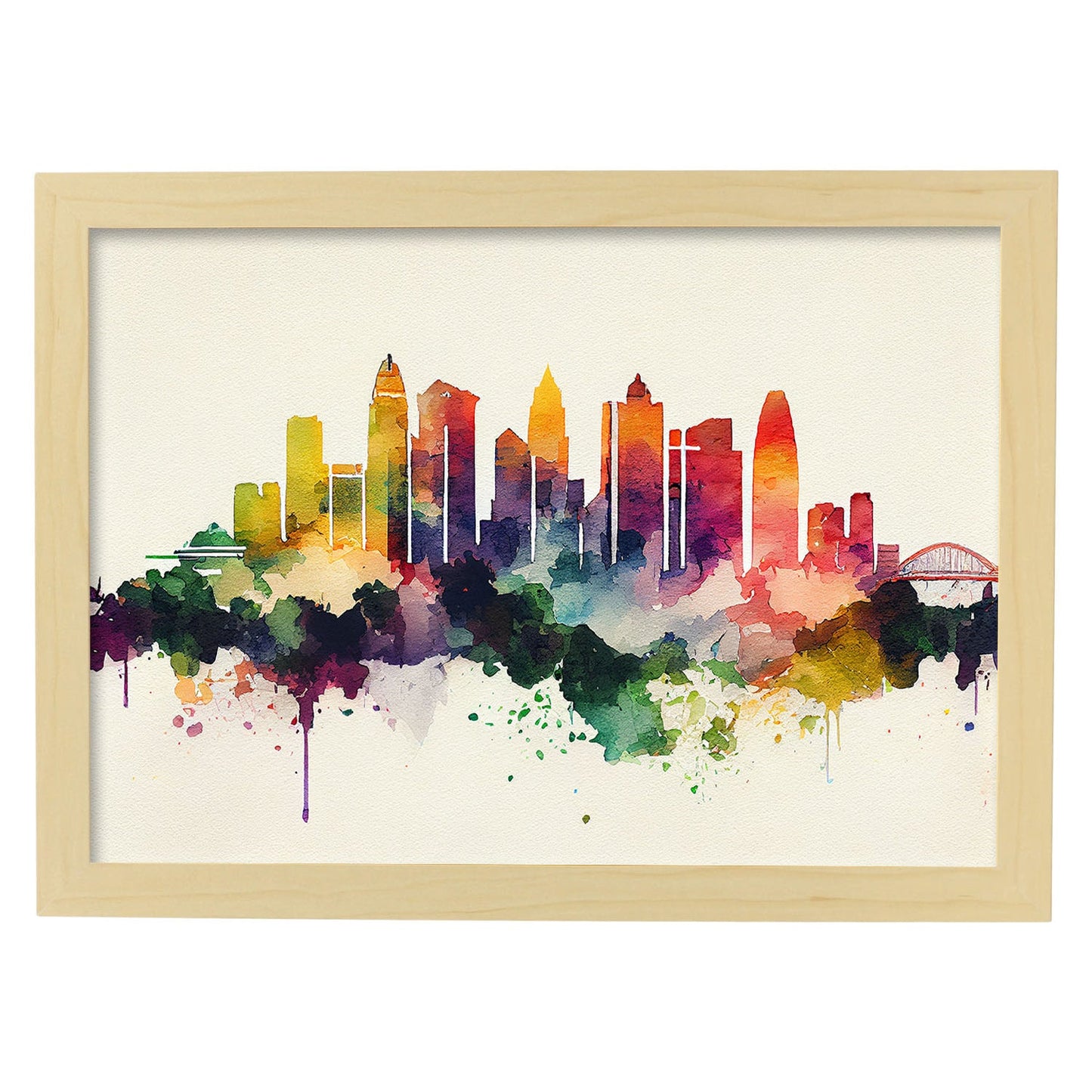Nacnic watercolor of a skyline of the city of Singapore_4. Aesthetic Wall Art Prints for Bedroom or Living Room Design.-Artwork-Nacnic-A4-Marco Madera Clara-Nacnic Estudio SL