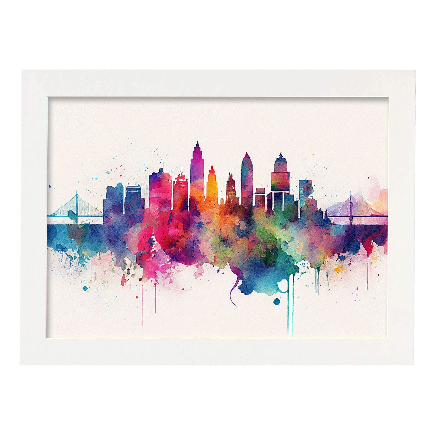 Nacnic watercolor of a skyline of the city of St. Aesthetic Wall Art Prints for Bedroom or Living Room Design.-Artwork-Nacnic-A4-Marco Blanco-Nacnic Estudio SL