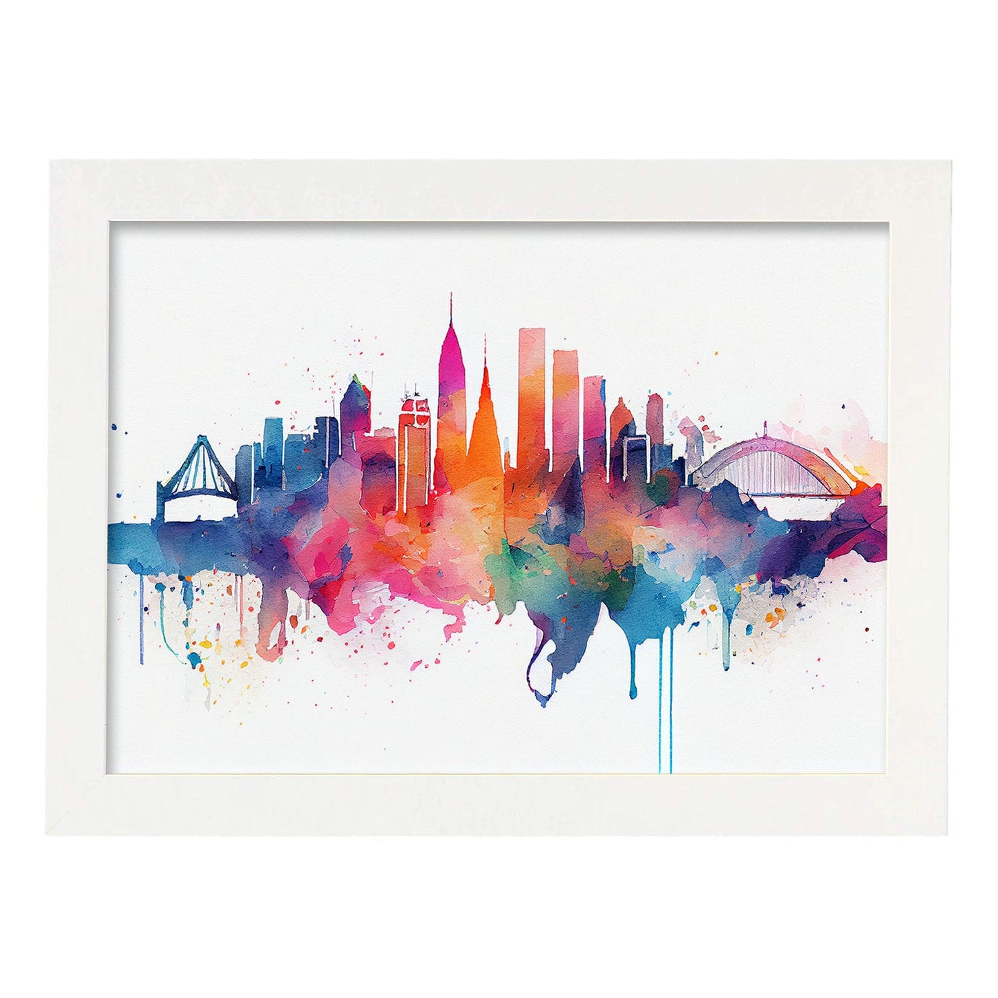 Nacnic watercolor of a skyline of the city of Sydney_1. Aesthetic Wall Art Prints for Bedroom or Living Room Design.-Artwork-Nacnic-A4-Marco Blanco-Nacnic Estudio SL