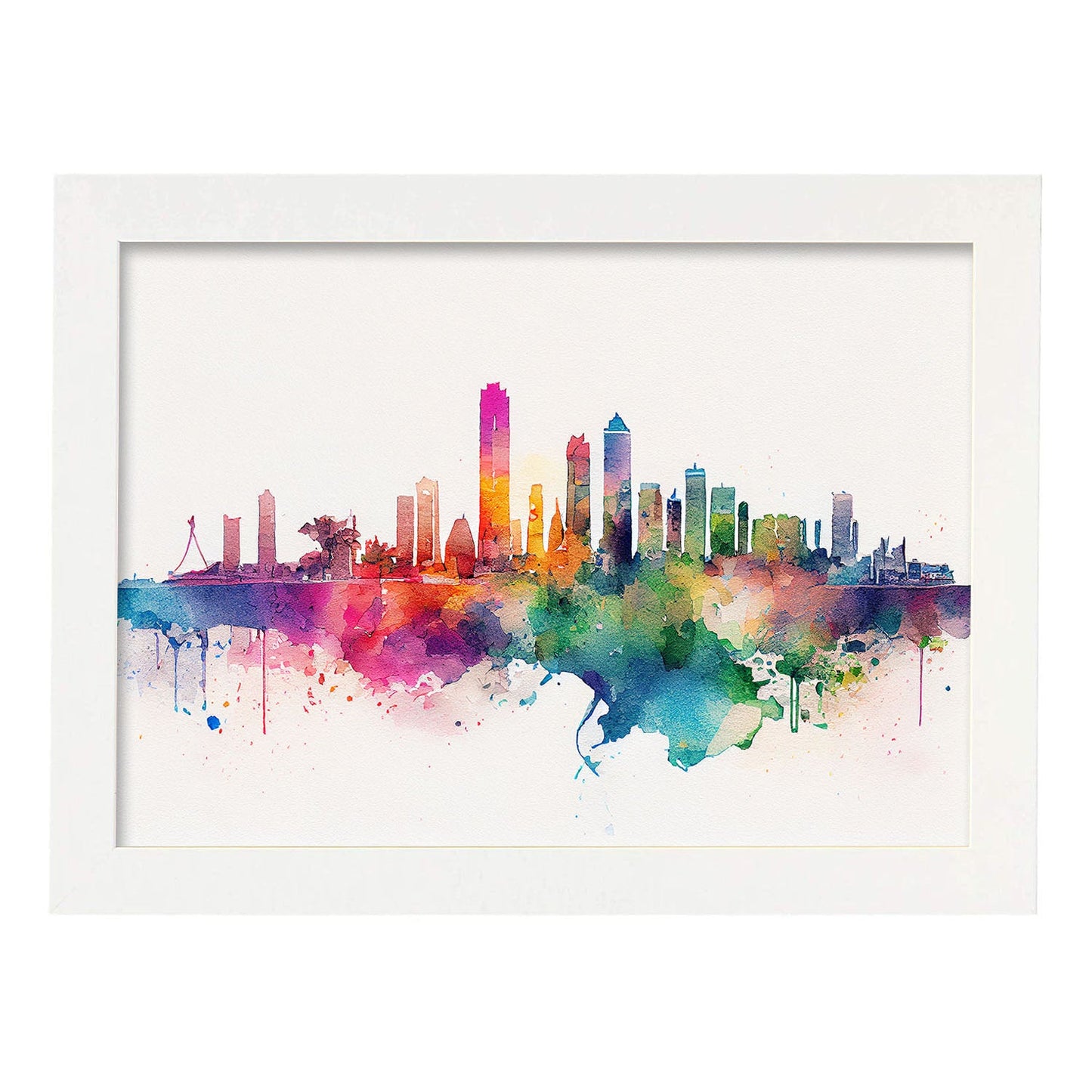 Nacnic watercolor of a skyline of the city of Tel Aviv_1. Aesthetic Wall Art Prints for Bedroom or Living Room Design.-Artwork-Nacnic-A4-Marco Blanco-Nacnic Estudio SL