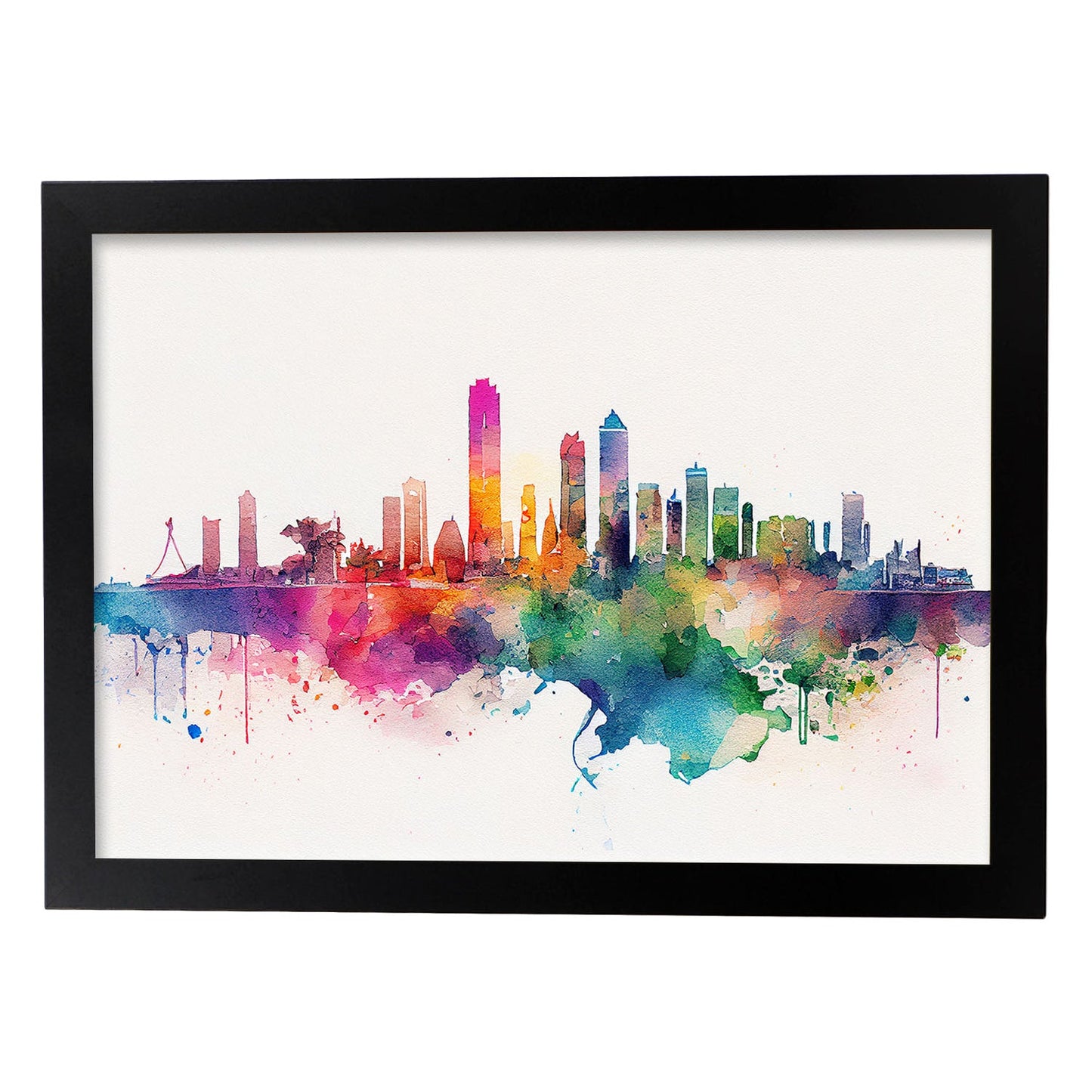 Nacnic watercolor of a skyline of the city of Tel Aviv_1. Aesthetic Wall Art Prints for Bedroom or Living Room Design.