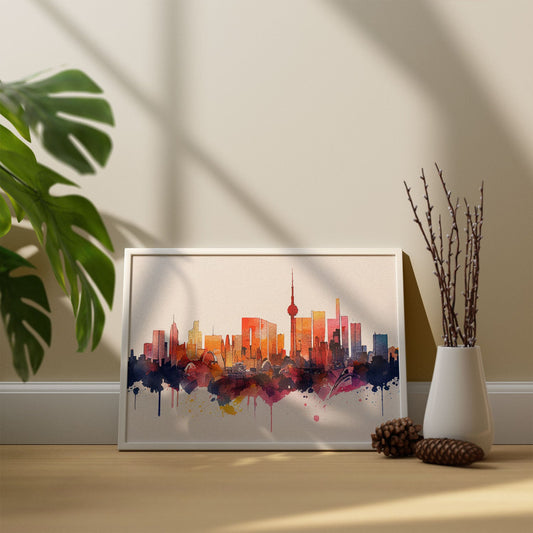 Nacnic watercolor of a skyline of the city of Tokyo_2. Aesthetic Wall Art Prints for Bedroom or Living Room Design.-Artwork-Nacnic-A4-Sin Marco-Nacnic Estudio SL